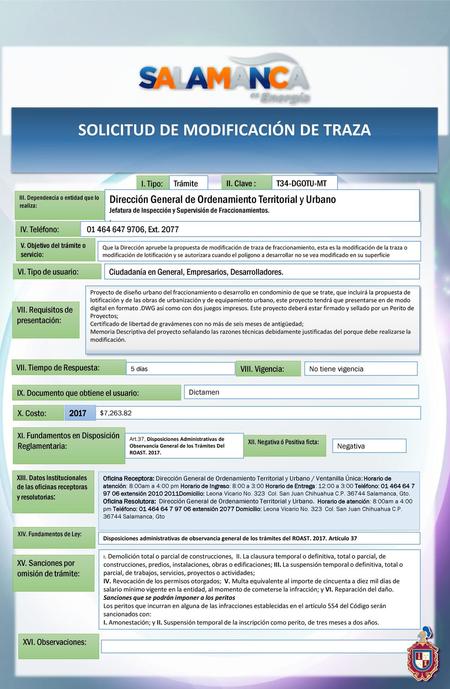 SOLICITUD DE MODIFICACIÓN DE TRAZA