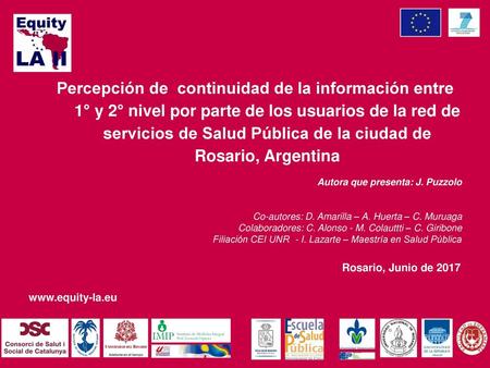 Percepción de continuidad de la información entre 1° y 2° nivel por parte de los usuarios de la red de servicios de Salud Pública de la ciudad de Rosario,