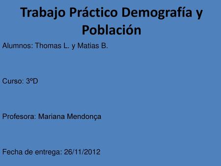 Trabajo Práctico Demografía y Población