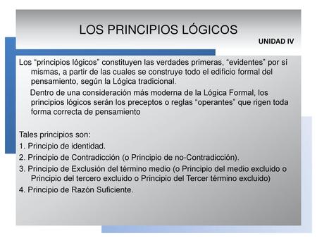 LOS PRINCIPIOS LÓGICOS