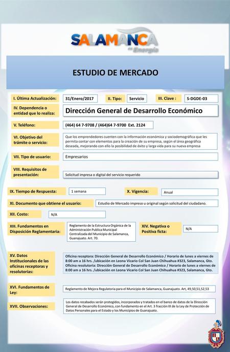 ESTUDIO DE MERCADO Dirección General de Desarrollo Económico