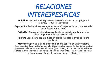 RELACIONES INTERESPESIFICAS