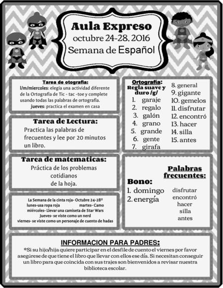 Aula Expreso Semana de Español octubre 24-28, domingo