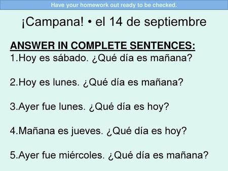 ¡Campana! • el 14 de septiembre