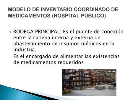 MODELO DE INVENTARIO COORDINADO DE MEDICAMENTOS (HOSPITAL PUBLICO)