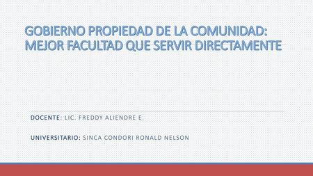 DOCENTE: LIC. FREDDY ALIENDRE E.
