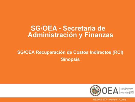 SG/OEA - Secretaría de Administración y Finanzas