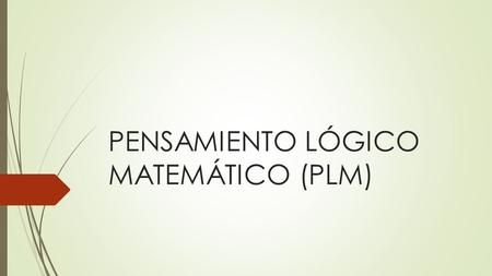PENSAMIENTO LÓGICO MATEMÁTICO (PLM).