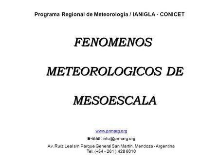 FENOMENOS METEOROLOGICOS DE MESOESCALA