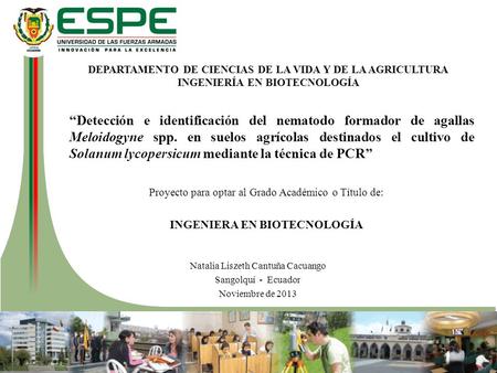 DEPARTAMENTO DE CIENCIAS DE LA VIDA Y DE LA AGRICULTURA