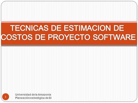 TECNICAS DE ESTIMACION DE COSTOS DE PROYECTO SOFTWARE