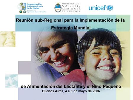 Reunión sub-Regional para la Implementación de la Estrategia Mundial de Alimentación del Lactante y el Niño Pequeño Buenos Aires, 4 a 6 de mayo de 2005.