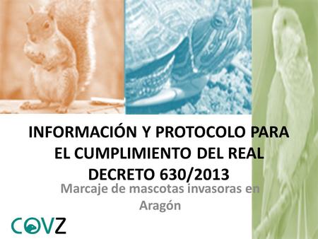 INFORMACIÓN Y PROTOCOLO PARA EL CUMPLIMIENTO DEL REAL DECRETO 630/2013 Marcaje de mascotas invasoras en Aragón.