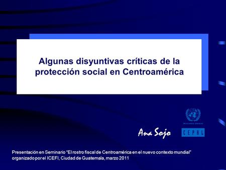 Ana Sojo Presentación en Seminario “El rostro fiscal de Centroamérica en el nuevo contexto mundial” organizado por el ICEFI, Ciudad de Guatemala, marzo.
