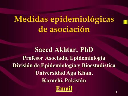 Medidas epidemiológicas de asociación