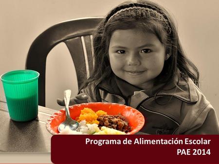 Programa de Alimentación Escolar PAE 2014