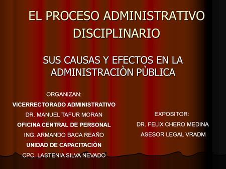 EL PROCESO ADMINISTRATIVO DISCIPLINARIO