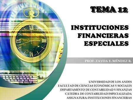 TEMA 12 INSTITUCIONES FINANCIERAS ESPECIALES PROF. ZAYDA E. MÉNDEZ R.