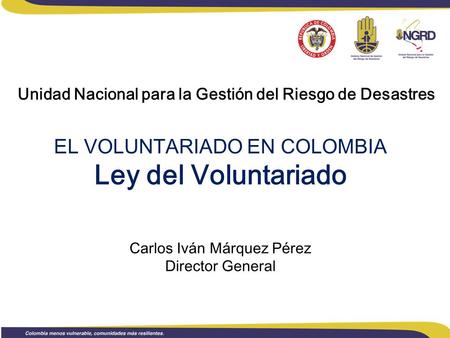 EL VOLUNTARIADO EN COLOMBIA Ley del Voluntariado