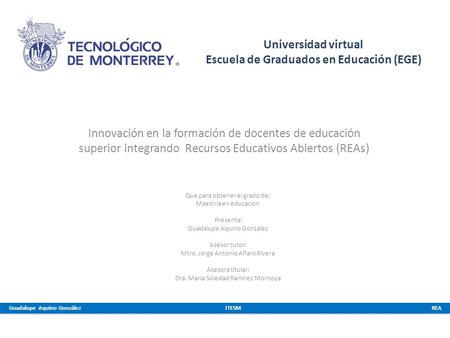 Universidad virtual Escuela de Graduados en Educación (EGE)