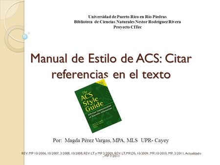 Manual de Estilo de ACS: Citar referencias en el texto