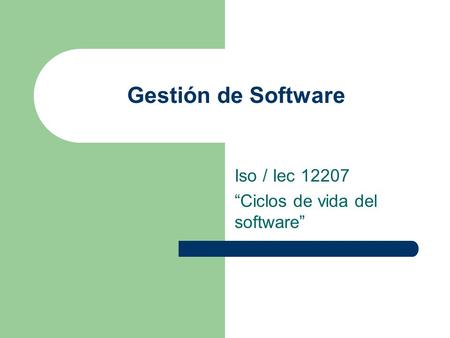 Iso / Iec “Ciclos de vida del software”