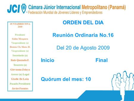 ORDEN DEL DIA Reunión Ordinaria No.16