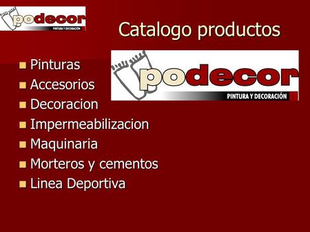 Catalogo productos Pinturas Accesorios Decoracion Impermeabilizacion