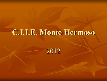 C.I.I.E. Monte Hermoso 2012. Los Centros de Investigación Educativa constituyen un servicio de información, documentación, capacitación, innovación e.
