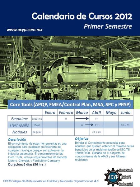 Calendario de Cursos 2012 Primer Semestre