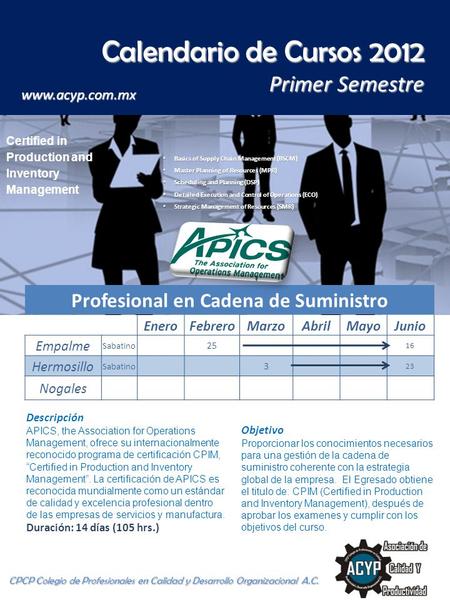 Calendario de Cursos 2012 Primer Semestre