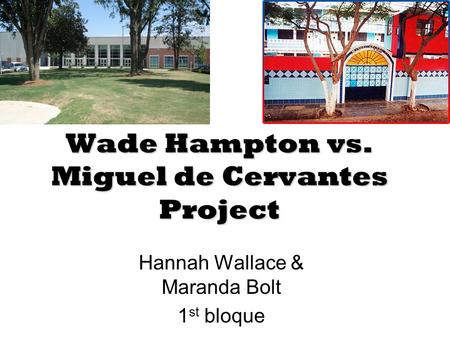 Wade Hampton vs. Miguel de Cervantes Project Hannah Wallace & Maranda Bolt 1 st bloque.