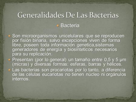 Generalidades De Las Bacterias
