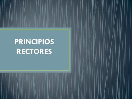 PRINCIPIOS RECTORES. De manera general los principios son las bases de todo ordenamiento legal, que sirven como criterios orientadores e interpretativos.