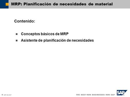MRP: Planificación de necesidades de material
