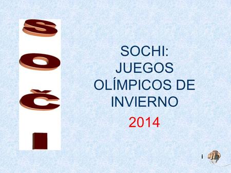 SOCHI: JUEGOS OLÍMPICOS DE INVIERNO 2014 i EscudoEscudo/bandera Sochi es una ciudad rusa en la costa del Mar Negro en la zona montañosa del Cáucaso.