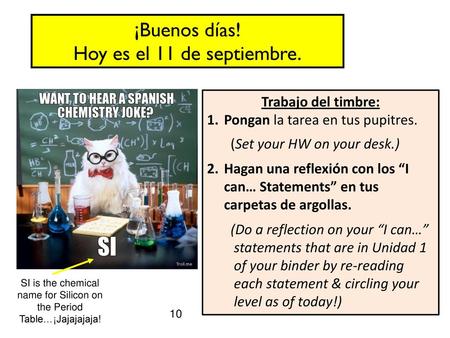 ¡Buenos días! Hoy es el 11 de septiembre.
