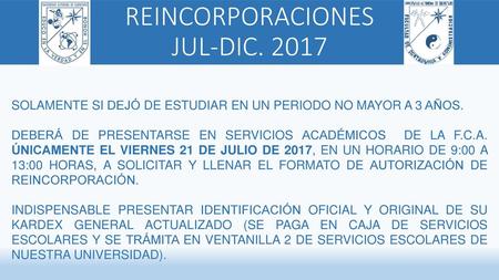 REINCORPORACIONES JUL-DIC. 2017