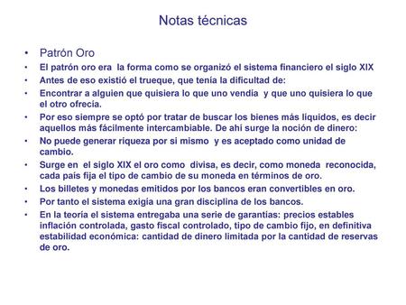 Notas técnicas Patrón Oro