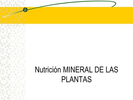 Nutrición MINERAL DE LAS PLANTAS