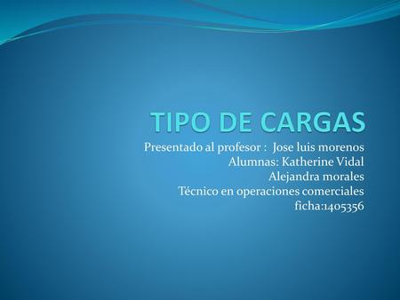 TIPO DE CARGAS Presentado al profesor : Jose luis morenos