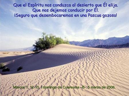 Que el Espíritu nos conduzca al desierto que Él elija.