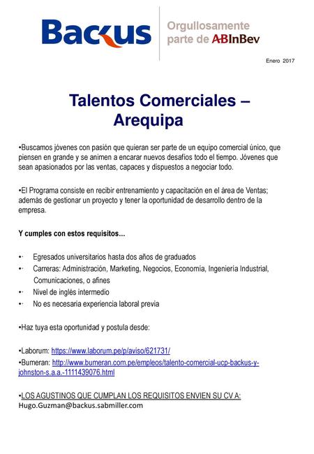 Talentos Comerciales – Arequipa