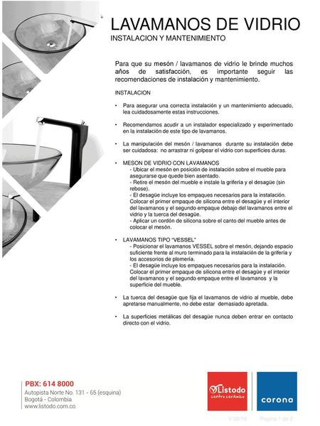 LAVAMANOS DE VIDRIO INSTALACION Y MANTENIMIENTO