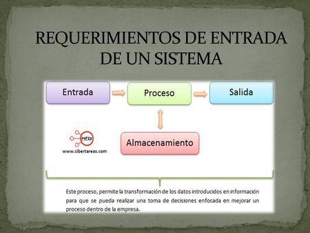 REQUERIMIENTOS DE ENTRADA DE UN SISTEMA