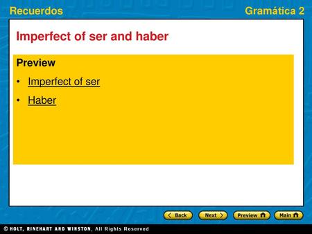 Imperfect of ser and haber