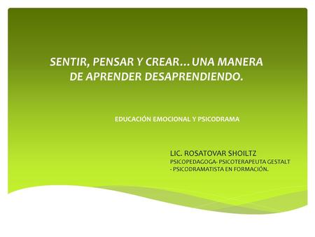 EDUCACIÓN EMOCIONAL Y PSICODRAMA