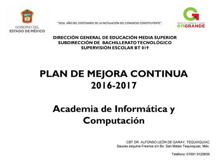 PLAN DE MEJORA CONTINUA