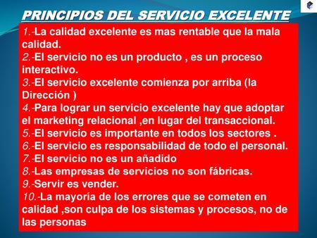 PRINCIPIOS DEL SERVICIO EXCELENTE