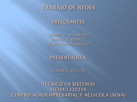 TRABAJO DE REDES INTEGRANTES DANIEL E. ALVARADO DANIEL E